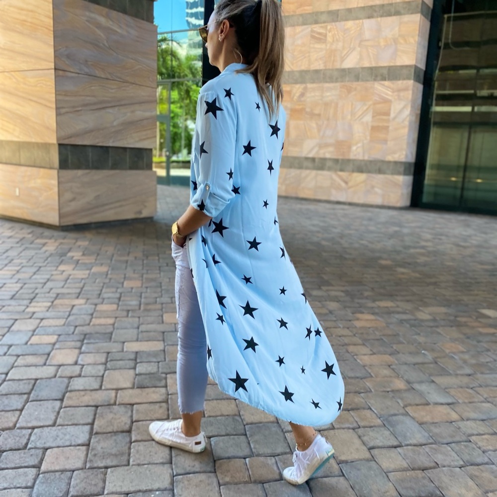 ⭐ Star Print Long Shirt / Lightweight Duster – Sizes S & L - Picture 6 of 10